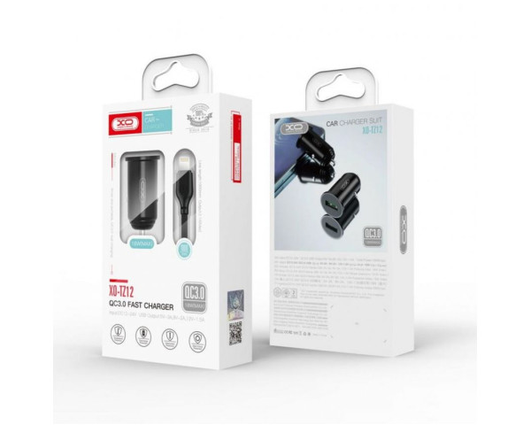 АЗП XO TZ12 адаптер 1USB / QC3.0 / 3A / 18W + Micro black