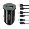 АЗП XO TZ12 адаптер 1USB / QC3.0 / 3A / 18W + Type-C black
