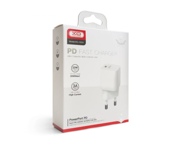 Мережевий зарядний пристрій XO CE01 адаптер PD / 20W white
