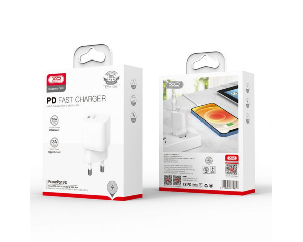 Мережевий зарядний пристрій XO CE01 адаптер PD / 20W white