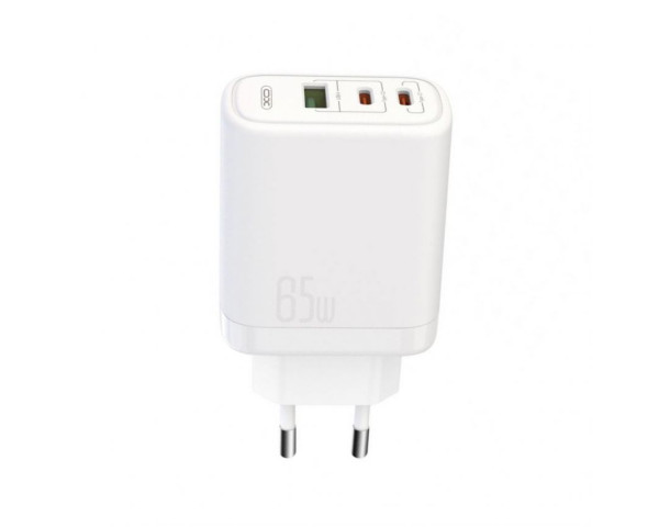 Мережевий зарядний пристрій XO CE04 адаптер Super Si 2xType-C_65W / QC_45W white (PD3.0, QC4+, QC3.0, FCP, MTK та ін.)