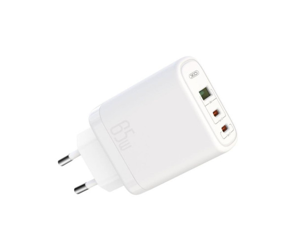 Мережевий зарядний пристрій XO CE04 адаптер Super Si 2xType-C_65W / QC_45W white (PD3.0, QC4+, QC3.0, FCP, MTK та ін.)
