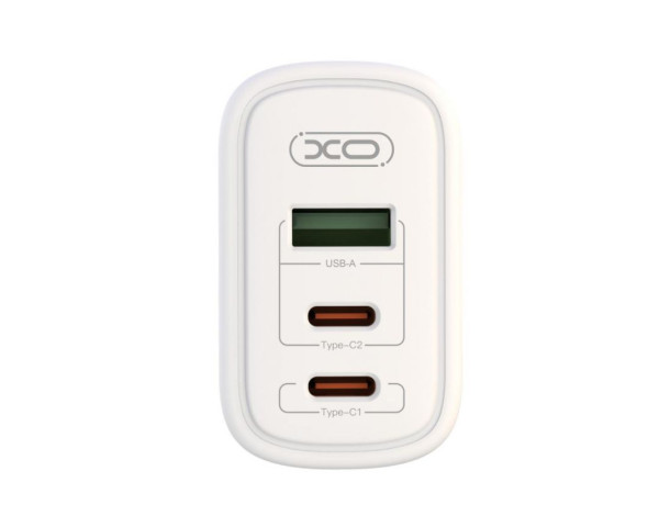 Мережевий зарядний пристрій XO CE04 адаптер Super Si 2xType-C_65W / QC_45W white (PD3.0, QC4+, QC3.0, FCP, MTK та ін.)