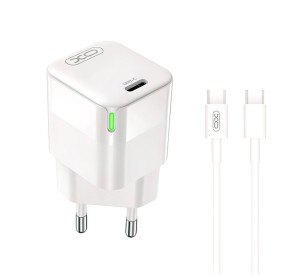 Сетевое зарядное устройство XO CE06 адаптер PD30W / GaN Technology + Type-C to Type-C white