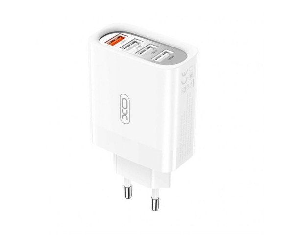 Мережевий зарядний пристрій XO L100 адаптер 4USB (QC3.0+3USB 2.4A) white
