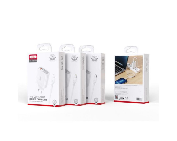 Мережевий зарядний пристрій XO L100 адаптер 4USB (QC3.0+3USB 2.4A) white