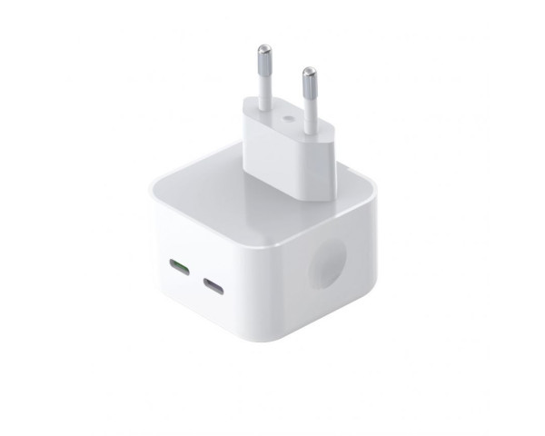 Мережевий зарядний пристрій XO L102 адаптер 2*PD 35W + Type-C to Type-C white