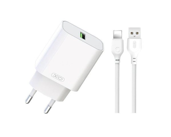 Мережевий зарядний пристрій XO L103 адаптер QC3.0 / 18W + Lightning white