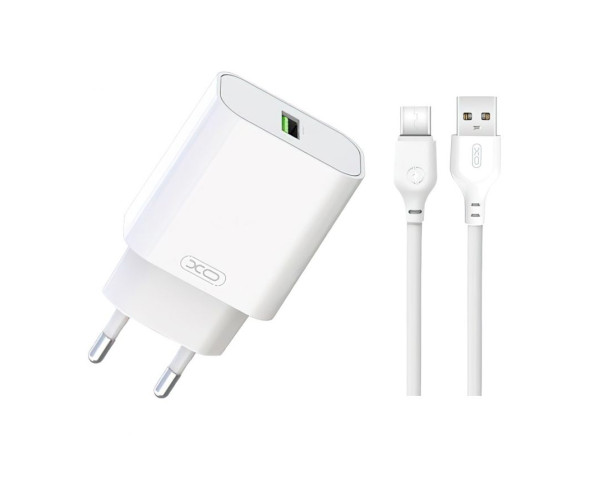 Мережевий зарядний пристрій XO L103 адаптер QC3.0 / 18W + Type-C white
