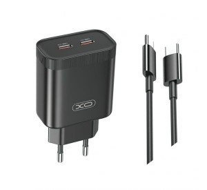 Сетевое зарядное устройство XO L105 адаптер 2*PD 35W + Type-C to Type-C black