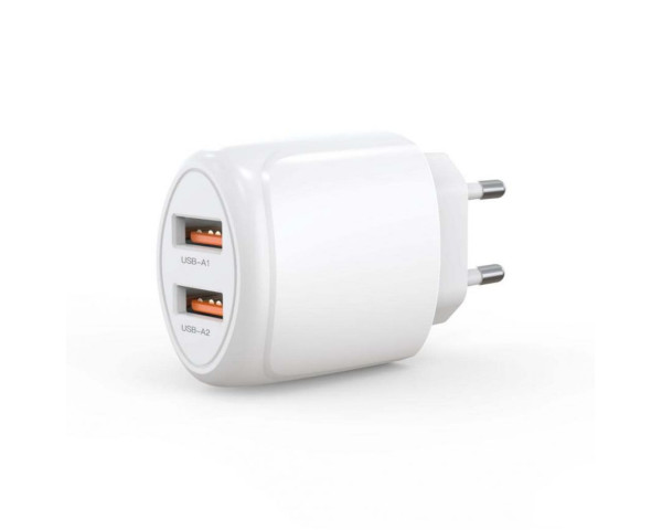 Мережевий зарядний пристрій XO L111 адаптер 2USB / 2.4А з LED-індикатором + Lightning white