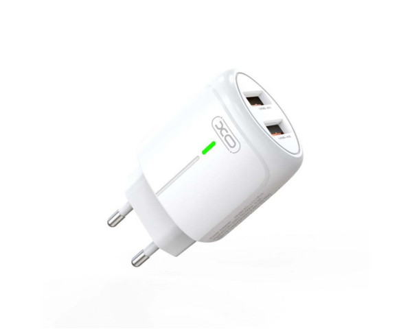 Мережевий зарядний пристрій XO L111 адаптер 2USB / 2.4А з LED-індикатором + Lightning white