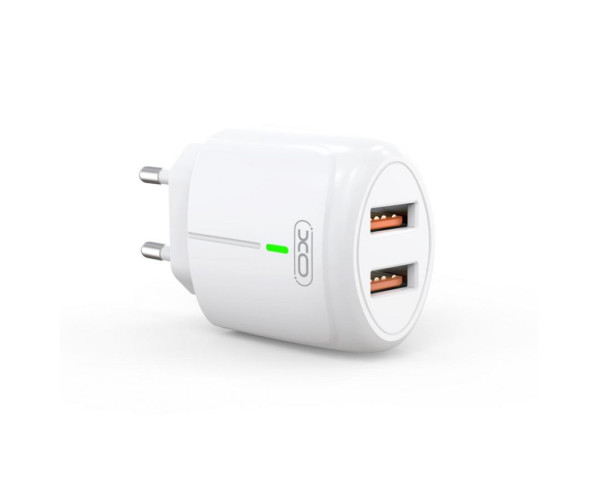 Мережевий зарядний пристрій XO L111 адаптер 2USB / 2.4А з LED-індикатором + Micro white