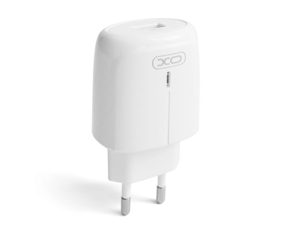 Мережевий зарядний пристрій XO L112 адаптер 1USB / QC3.0 / 18W з LED-індикатором + Lightning white