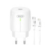 Сетевое зарядное устройство XO L113 адаптер PD_20W с LED-индикатором + Type-C to Lightning white