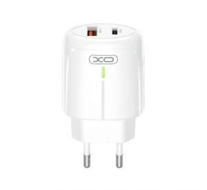 Мережевий зарядний пристрій XO L114 адаптер PD_20W / QC_18W з LED-індикатором white