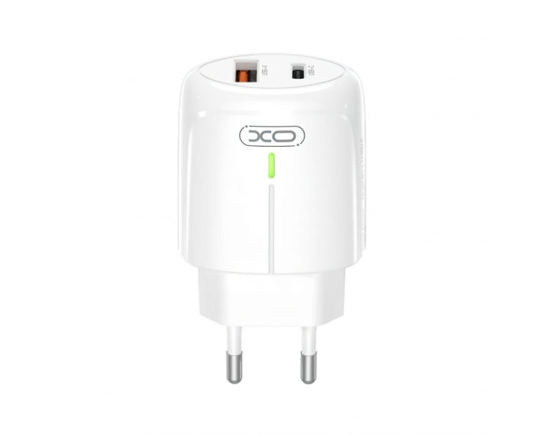 Сетевое зарядное устройство XO L114 адаптер PD_20W/QC_18W с LED-индикатором white