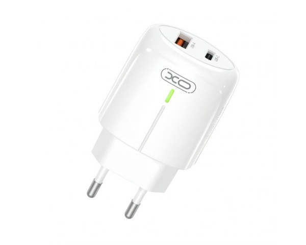 Сетевое зарядное устройство XO L114 адаптер PD_20W/QC_18W с LED-индикатором white