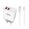 Сетевое зарядное устройство XO L31 адаптер 2USB/2.4А/Fast charger + Lightning white