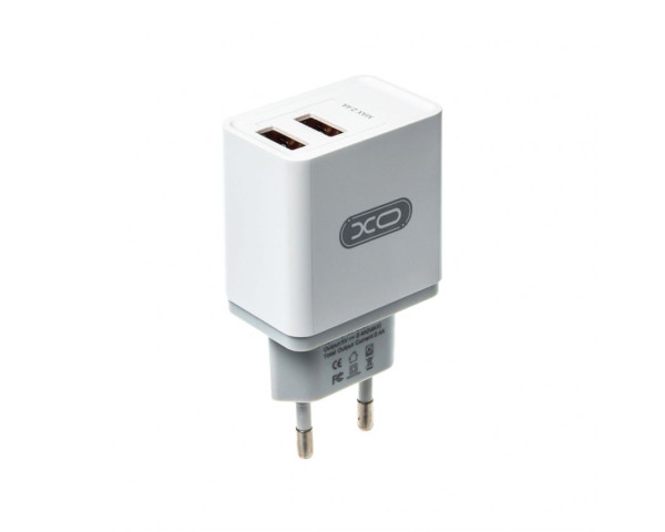 Мережевий зарядний пристрій XO L31 адаптер 2USB / 2.4А / Fast charger white