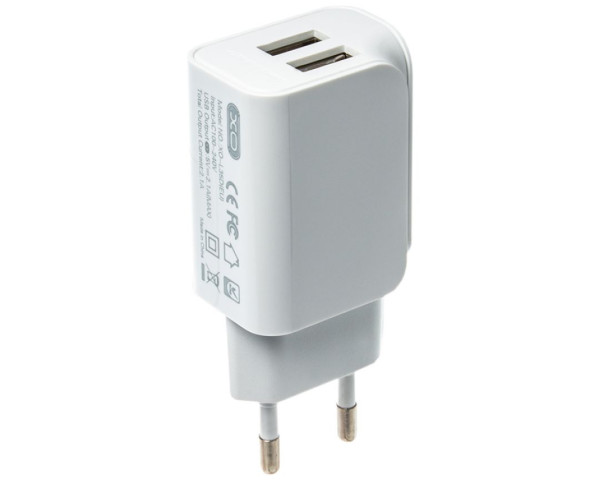 Мережевий зарядний пристрій XO L35D адаптер 2USB / 2.1А white