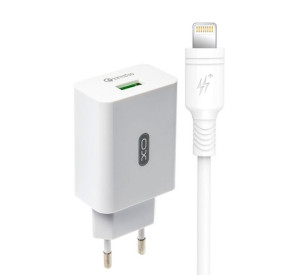 Мережевий зарядний пристрій XO L36 адаптер 1USB / QC3.0 / 3А + Lightning white