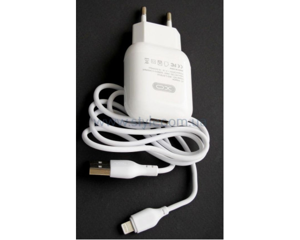 Мережевий зарядний пристрій (адаптер) 2в1 XO L37 1USB / 2.1A + Lightning white