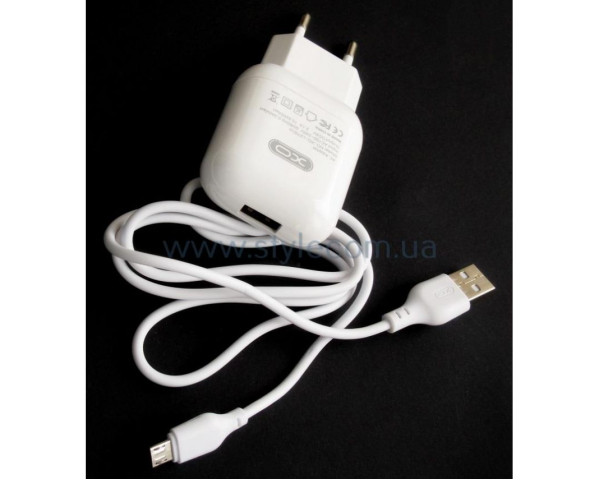 Мережевий зарядний пристрій (адаптер) 2в1 XO L37 1USB / 2.1A + Micro white