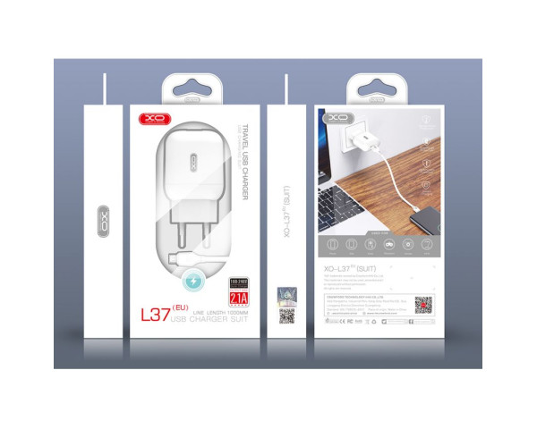 Мережевий зарядний пристрій (адаптер) XO L37 1USB / 2.1A white