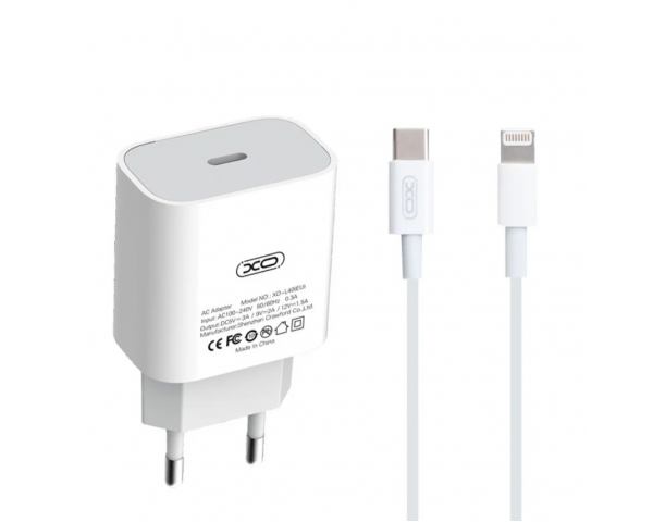 Сетевое зарядное устройство XO L40 адаптер PD/3A/18W/Fast charging + Type-C to Lightning white