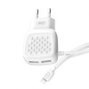 Мережевий зарядний пристрій (адаптер) 2в1 XO L51 2USB / 2.1A + Type-C white