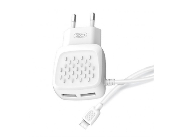Мережевий зарядний пристрій (адаптер) 2в1 XO L51 2USB / 2.1A + Type-C white