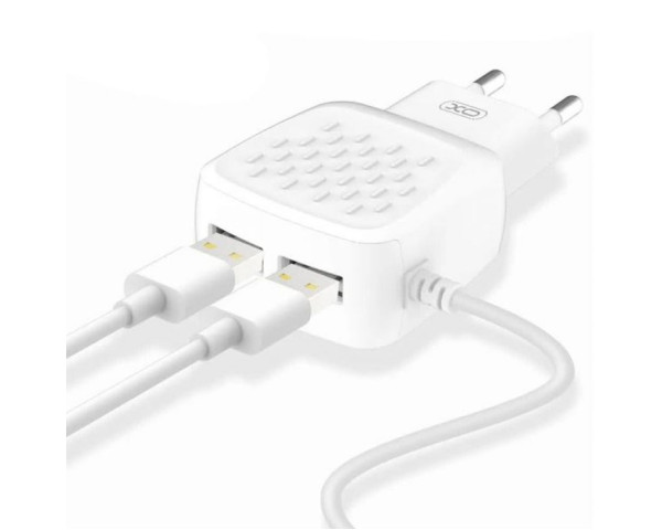 Мережевий зарядний пристрій (адаптер) 2в1 XO L51 2USB / 2.1A + Type-C white