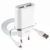 Мережевий зарядний пристрій (адаптер) 2в1 XO L52 2USB / 2.1A + Lightning white