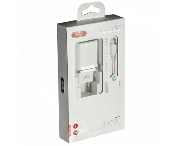 Мережевий зарядний пристрій (адаптер) 2в1 XO L52 2USB / 2.1A + Lightning white
