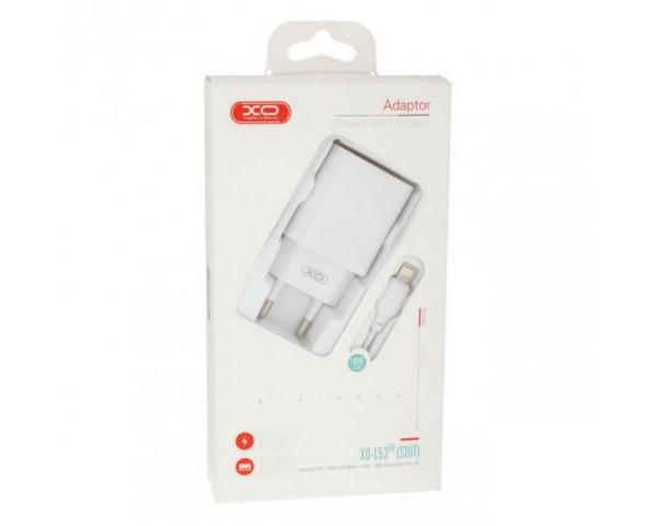 Сетевое зарядное устройство (адаптер) 2в1 XO L53 1USB/2A+ Lightning white