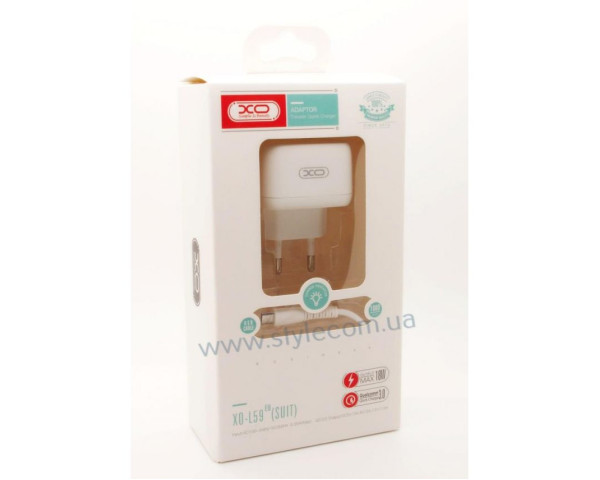 Сетевое зарядное устройство XO L59 адаптер 1USB/QC3.0/3A/18W + Micro white