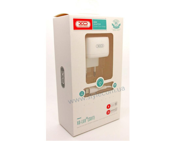 Сетевое зарядное устройство XO L59 адаптер 1USB/QC3.0/3A/18W + Type-C white