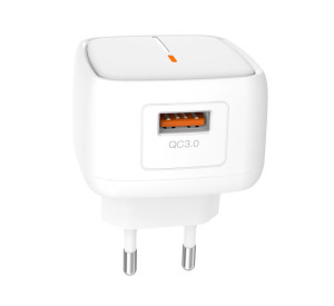 Сетевое зарядное устройство XO L59 адаптер 1USB/QC3.0/3A/18W white