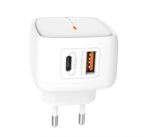 Сетевое зарядное устройство XO L60 адаптер PD3.0/QC3.0/2*3A/18W white