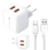 Сетевое зарядное устройство XO L61 адаптер 2USB/2.4A + Micro white