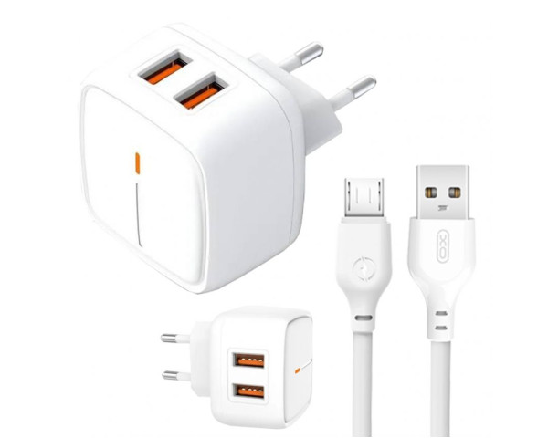 Сетевое зарядное устройство XO L61 адаптер 2USB/2.4A + Micro white