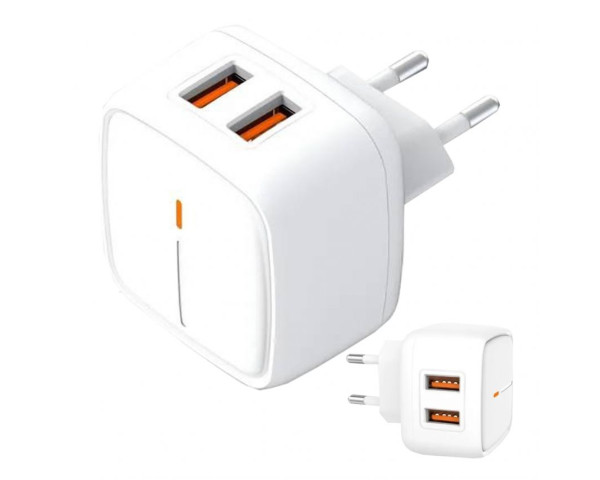 Мережевий зарядний пристрій XO L61 адаптер 2USB / 2.4A white