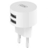 Мережевий зарядний пристрій XO L62 адаптер 2USB / 2.4A + Micro white