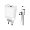 Сетевое зарядное устройство XO L64 адаптер PD/QC3.0/3A/18W + Type-C to Type-C white