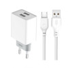 Мережевий зарядний пристрій XO L65 адаптер 2USB / 2.4А + Micro white