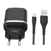 Мережевий зарядний пристрій (адаптер) 2в1 XO L69 2USB / 2.4A + Micro black