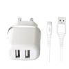 Сетевое зарядное устройство (адаптер) 2в1 XO L69 2USB / 2.4A + Micro white