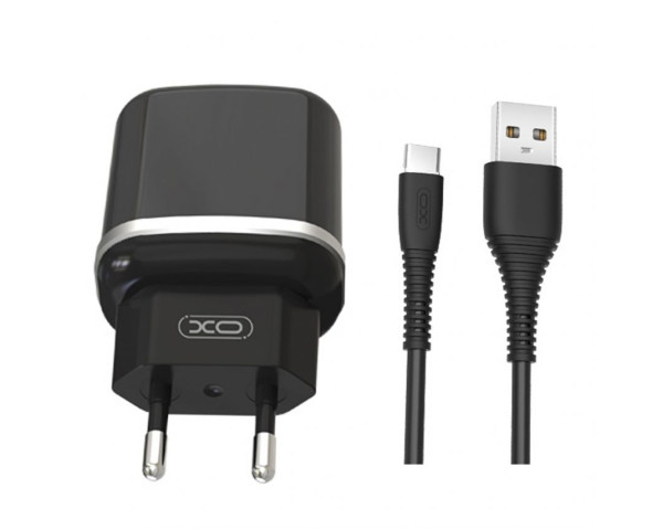 Мережевий зарядний пристрій (адаптер) 2в1 XO L69 2USB / 2.4A + Type-C black