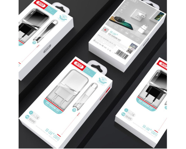 Мережевий зарядний пристрій (адаптер) 2в1 XO L69 2USB / 2.4A + Type-C white